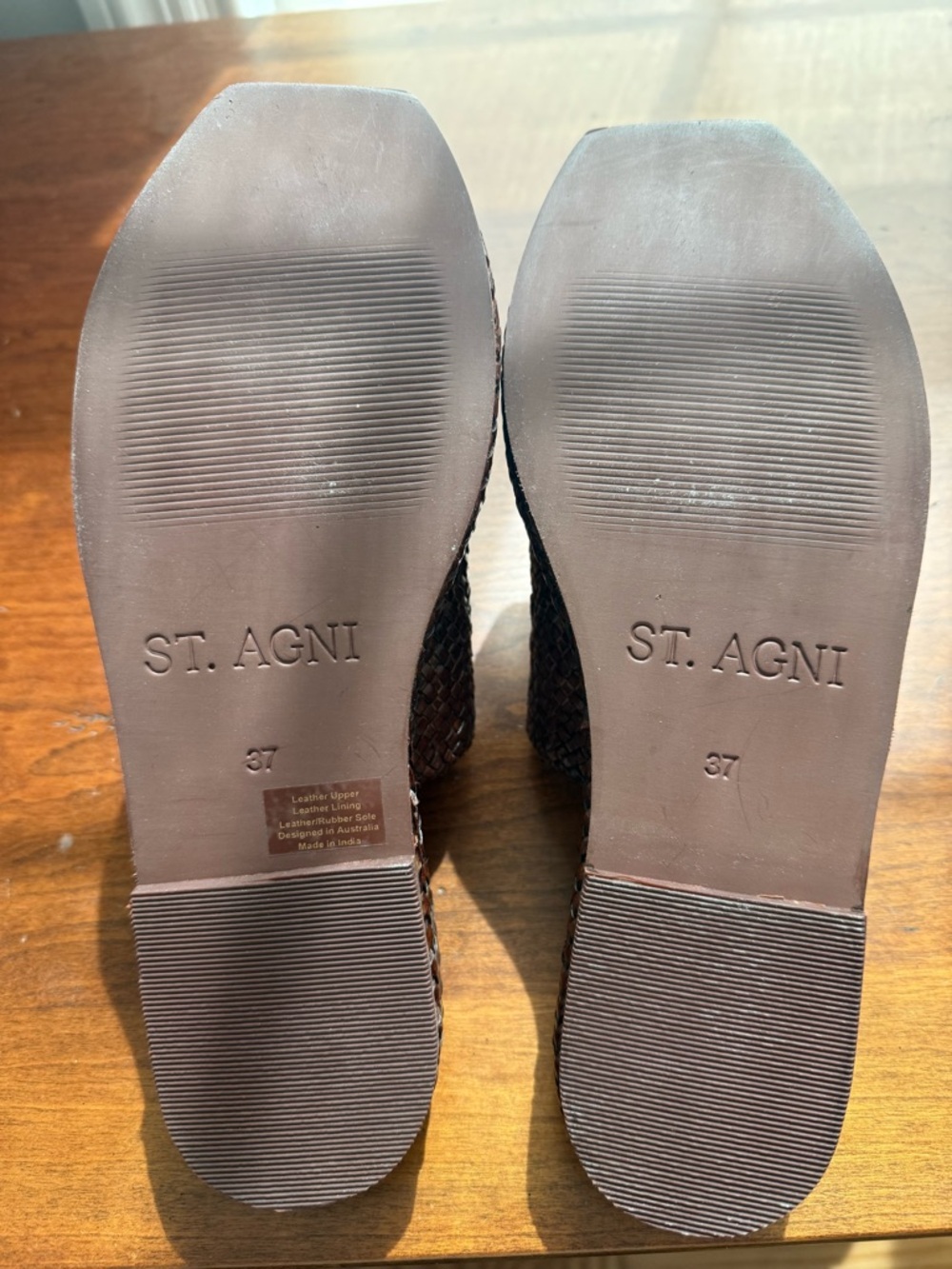 ST. AGNI Brown Woven Platform Slide Mules - Picture 4 of 6